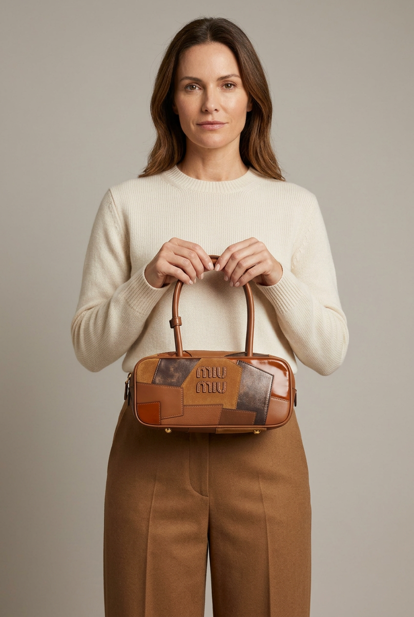 Miu Miu Arcadie Patchwork Leather & Suede Bag