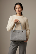 Christian Dior Toujours Suede Cannage Tote Bag (Grey & Cognac Brown)