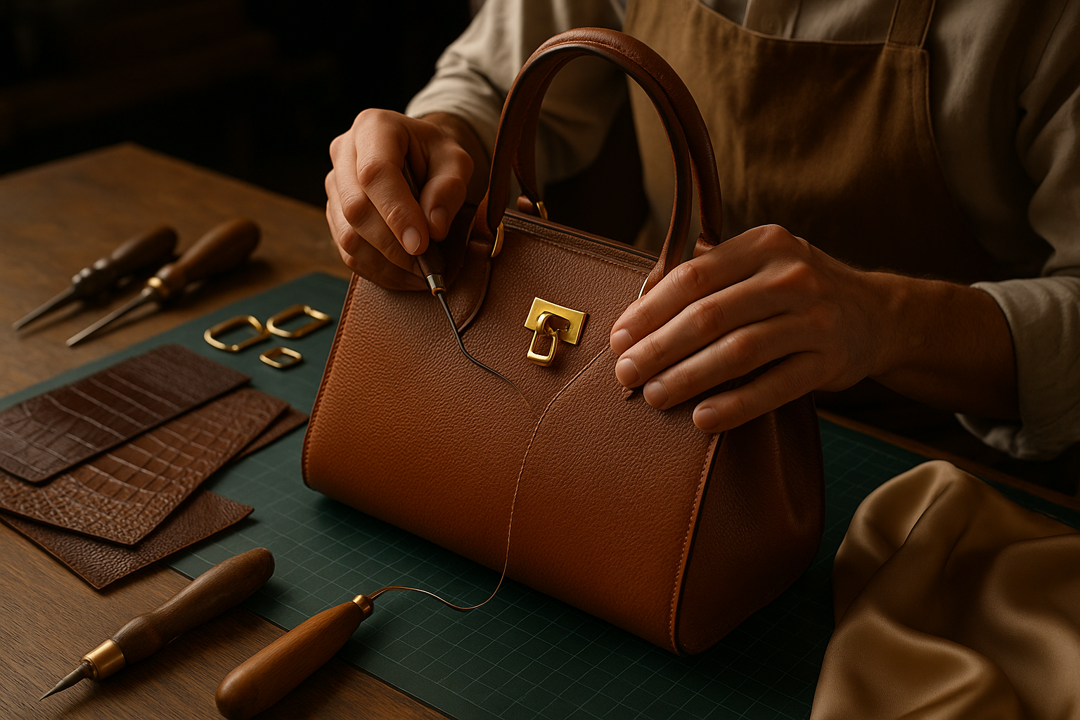 generate an image for high luxury bag craftmanship 