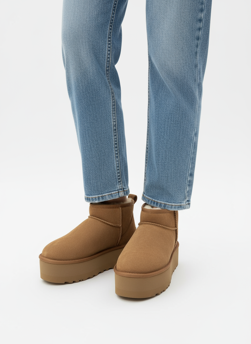 UGG Brown Short Boots Model Photo