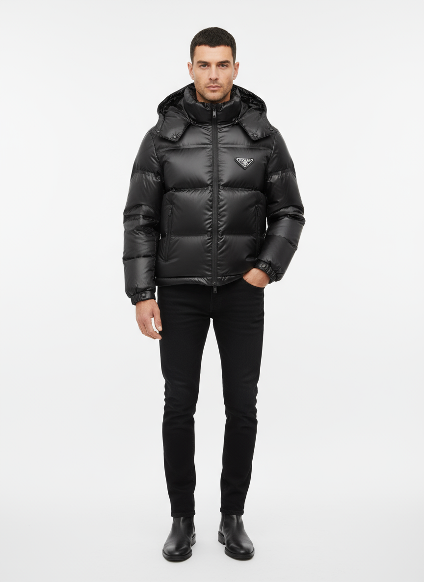 Prada Goose Down Jacket Model Photo