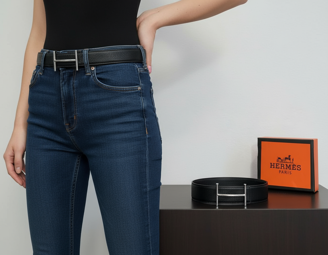 Λεπτή δερμάτινη ζώνη Hermes