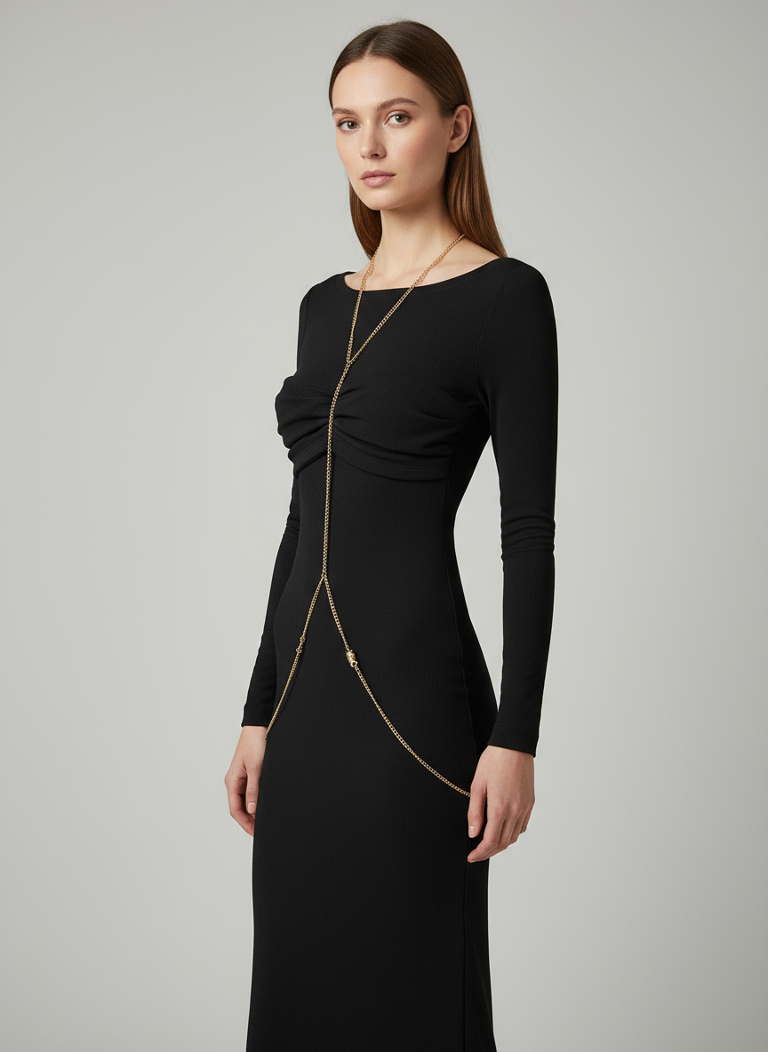 ΦΟΡΕΜΑ MAXI CELINE ME BODY CHAIN ΕΛΑΣΤΙΚΟ