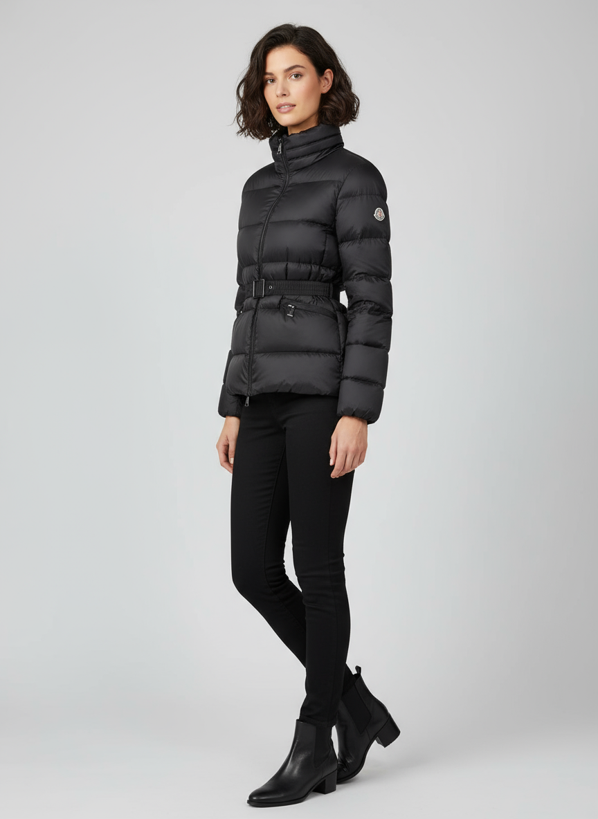 ΜΠΟΥΦΑΝ MONCLER ΓΥΝΑΙΚΕΙΟ ΚΟΝΤΟ ΜΕ ΠΟΥΠΟΥΛΟ ΚΑΙ ΖΩΝΗ ΜΑΥΡΟ
