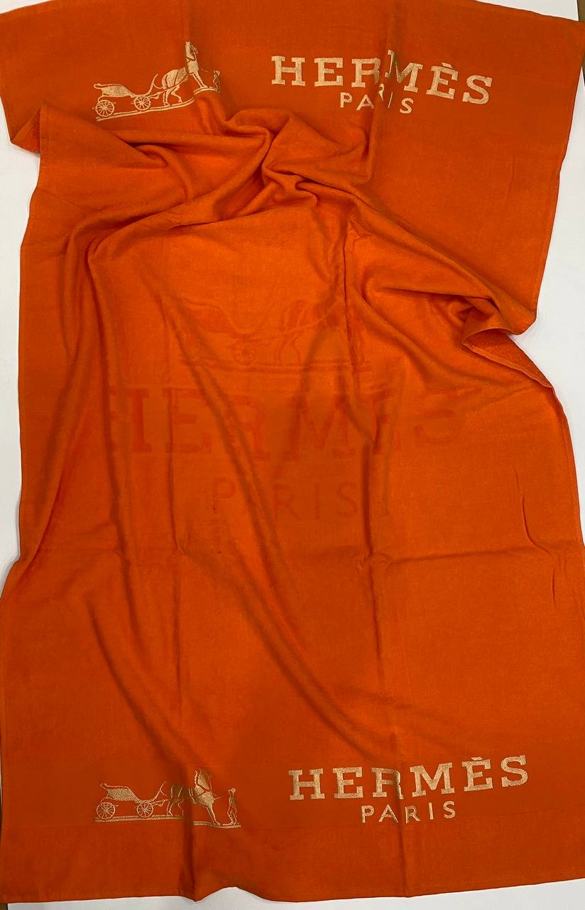 HERMES ORANGE BEACH TOWEL