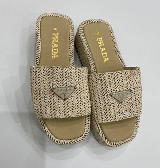 Prada Straw Sandals