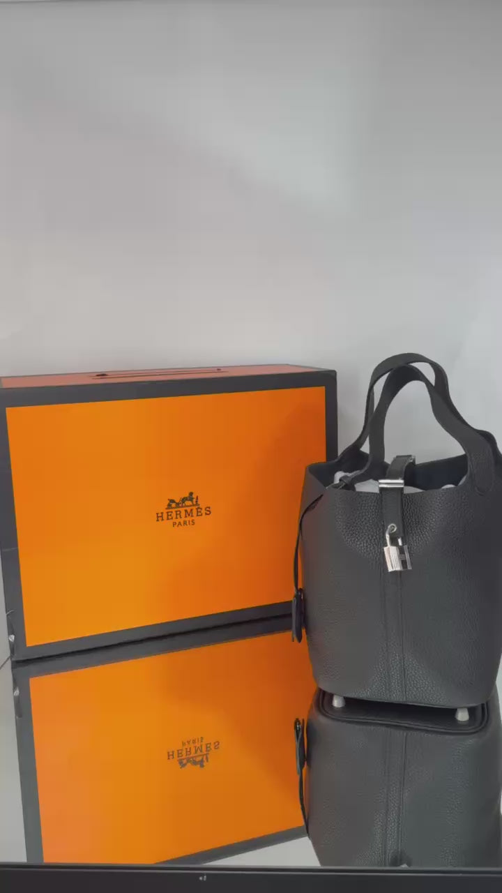 Hermès Picotin Lock 18 – Black Clemence Leather with Palladium Hardware